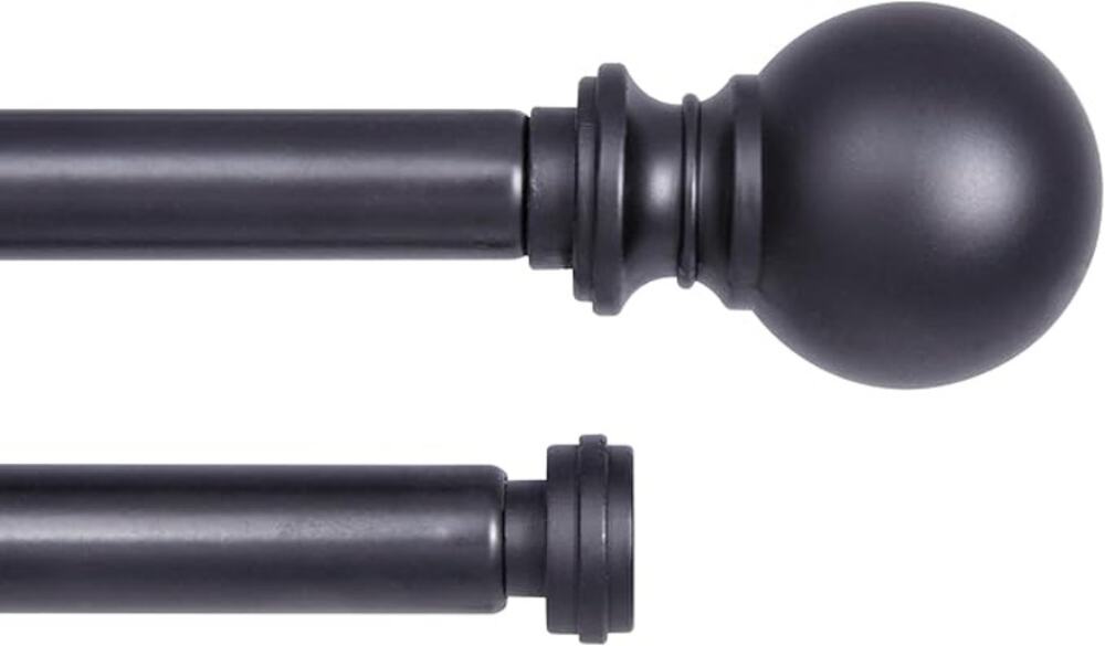 Kenney Wakefield 5/8" Double Curtain Rod 66 to 120 in Black